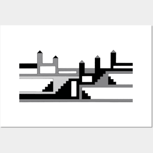 Simple Castle in Black and White Posters and Art